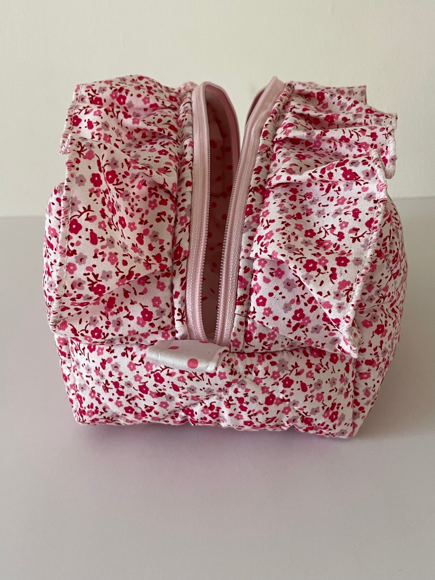 Pink Floral Pouch w/ Ruffles