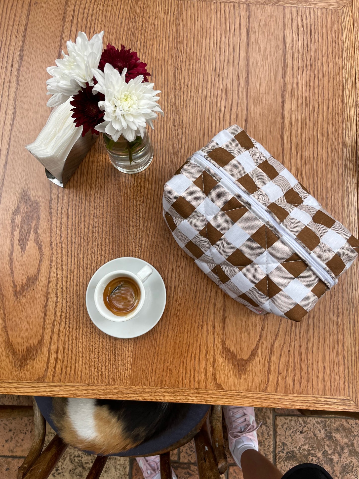 Brown Gingham Pouch