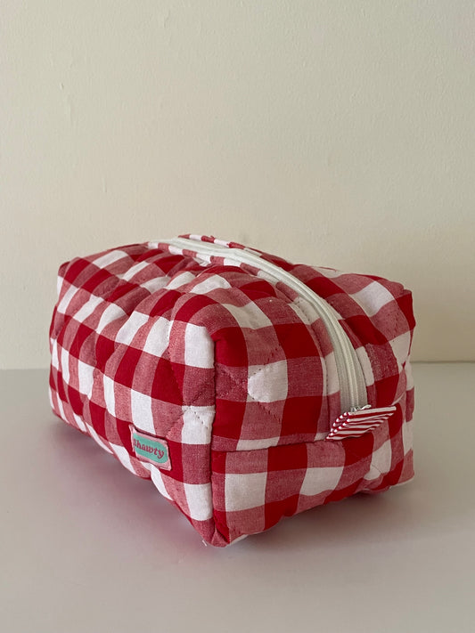 Red Gingham Pouch (Large Print)