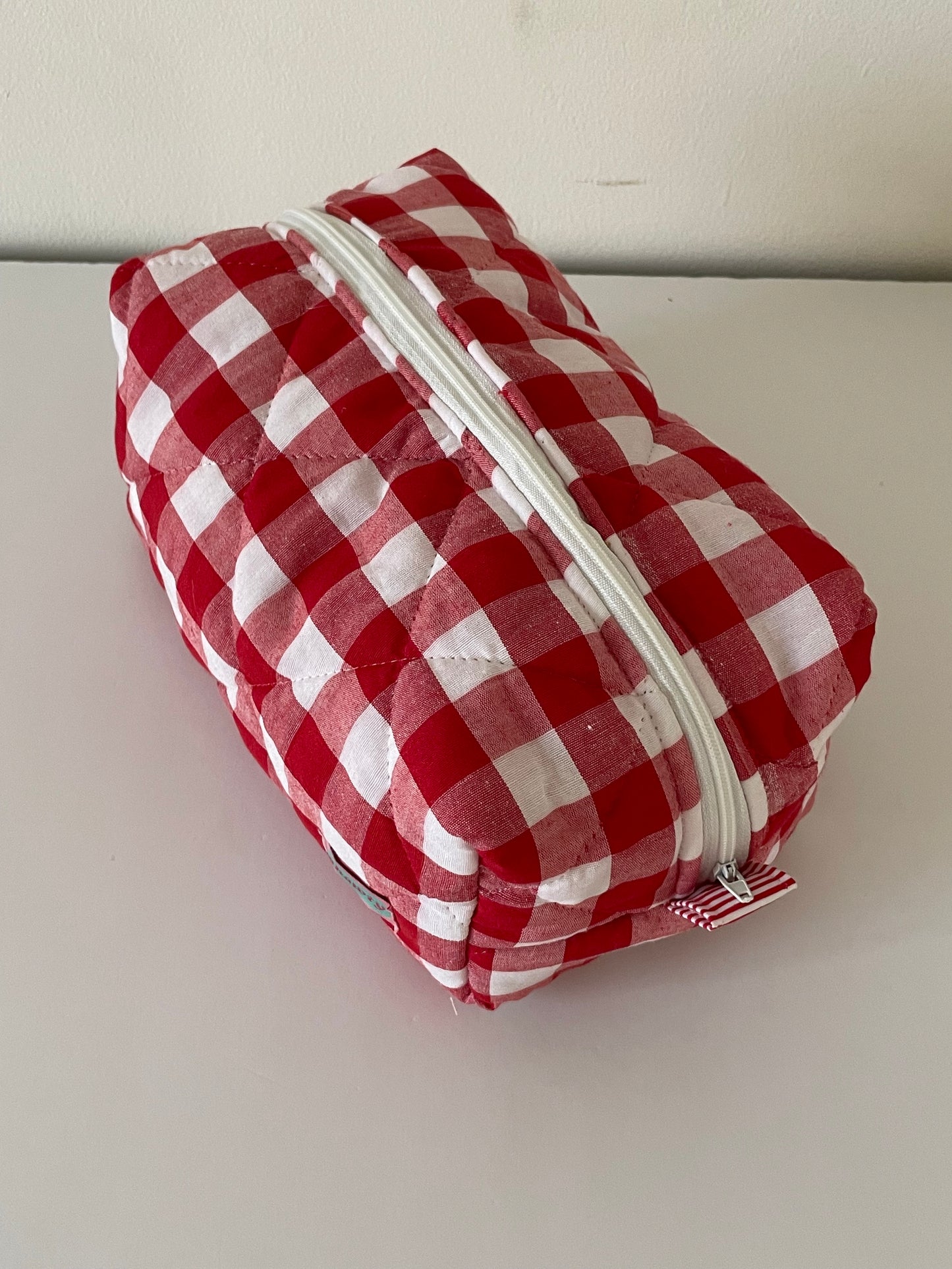 Red Gingham Pouch (Large Print)