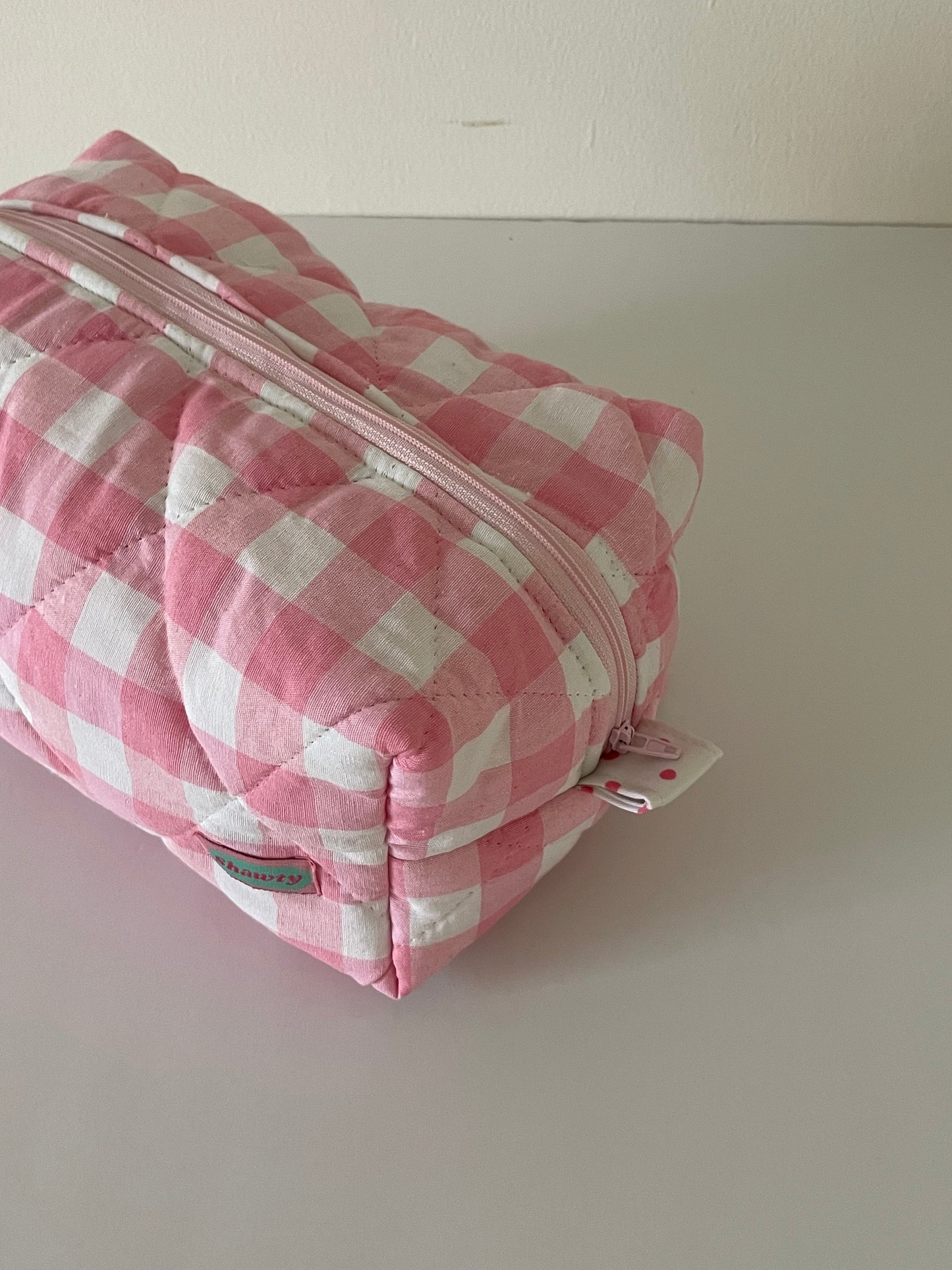 Pink Gingham Pouch (Large Print )