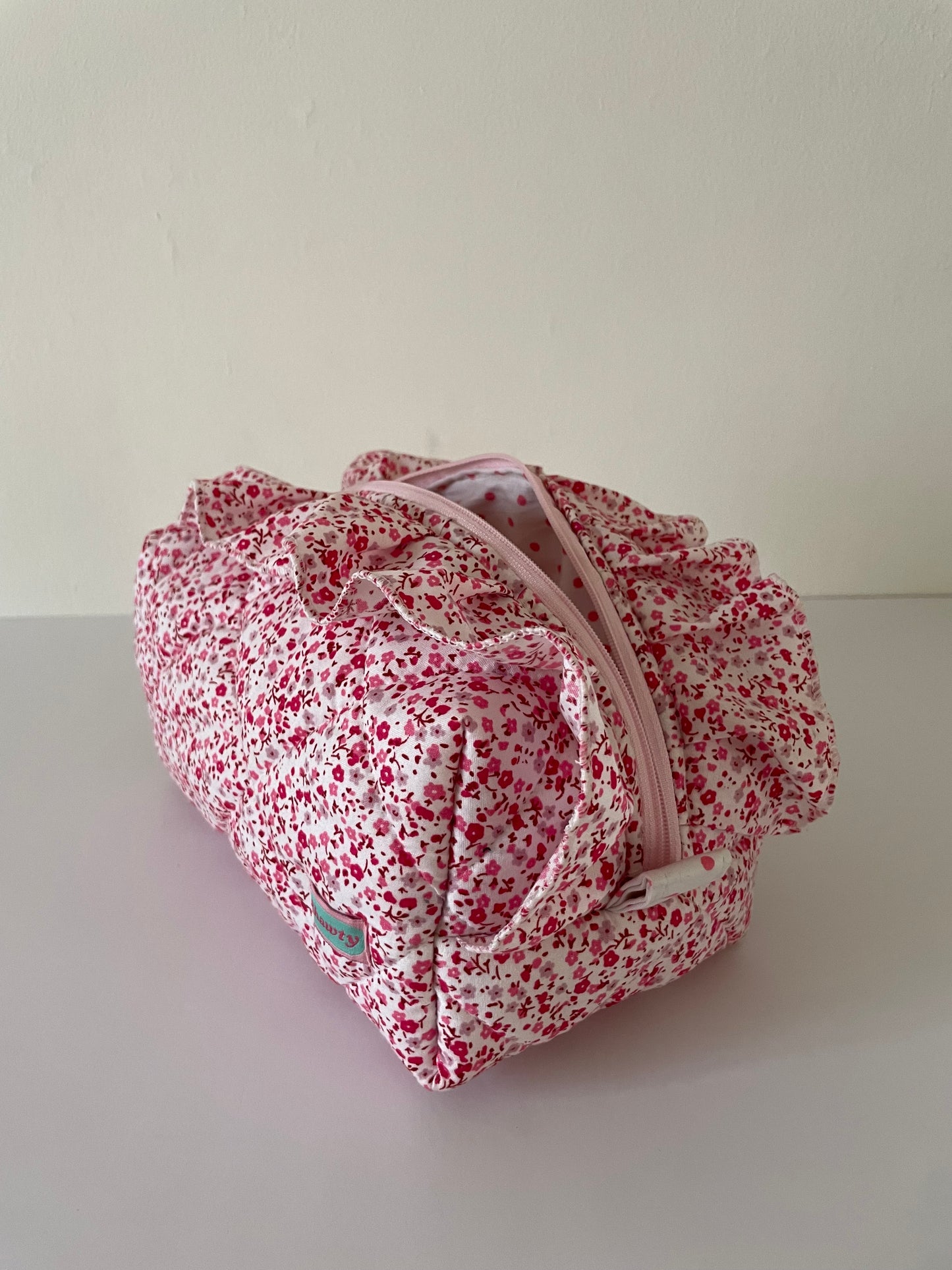 Pink Floral Pouch w/ Ruffles