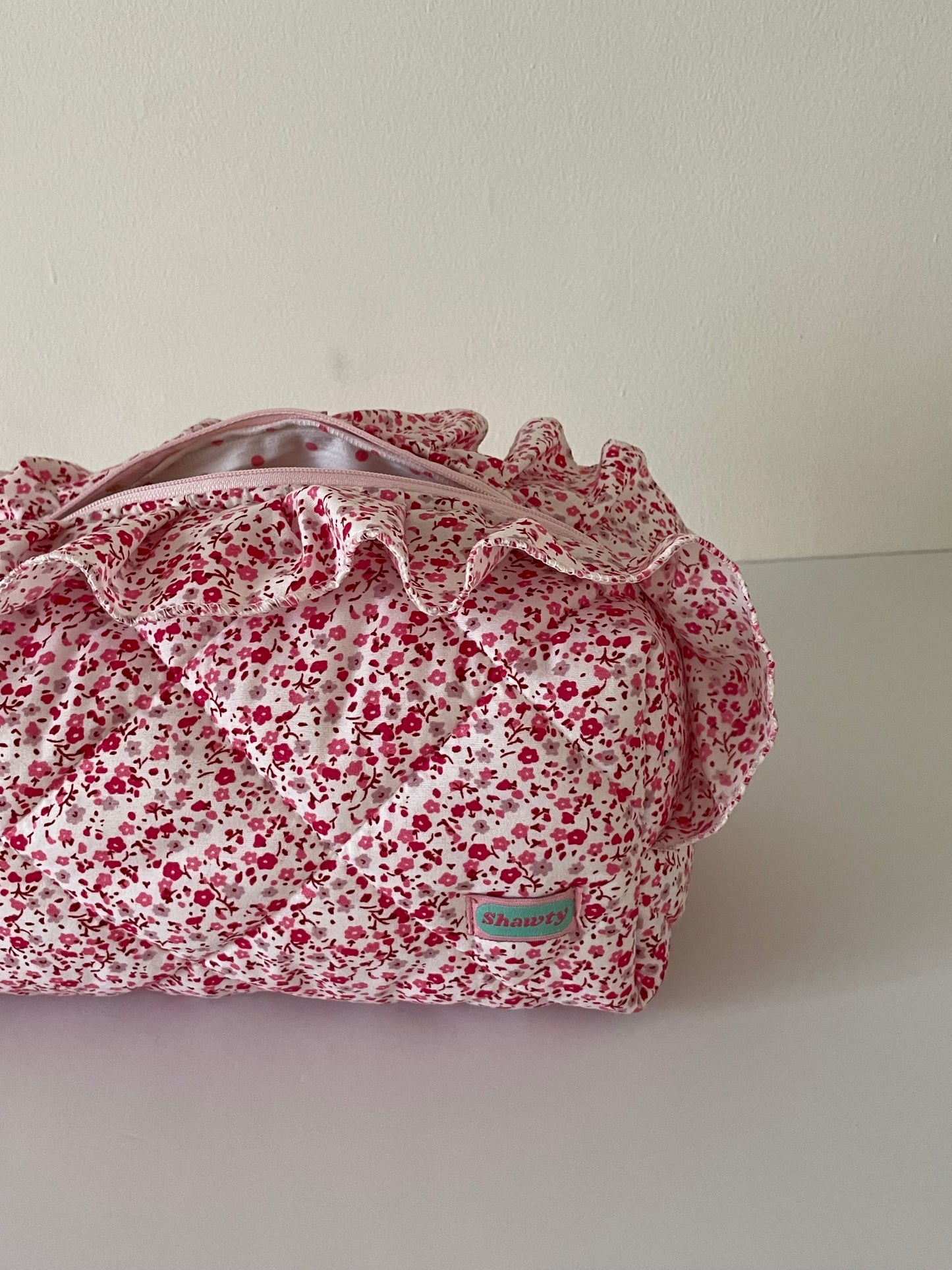 Pink Floral Pouch w/ Ruffles